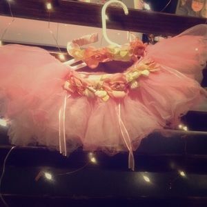 Floral pink ballet tutu with headband
